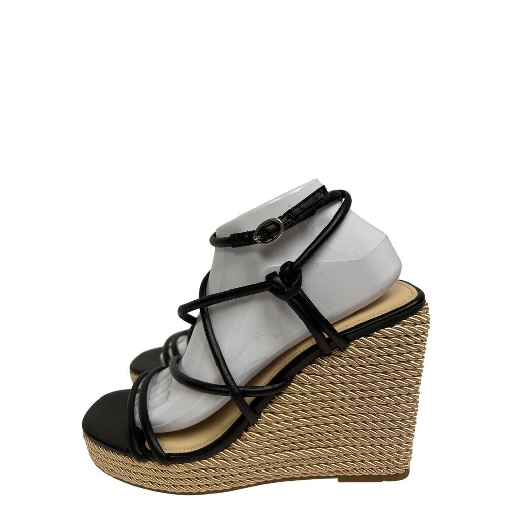 Marc Fisher Zesty Women's Sandal Wedge Strappy Black Woven Heel Size 9.5 New - Picture 5 of 9